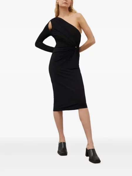 Sukienka midi Herskind do kolan na jednym ramieniu garniturowa czarna