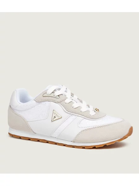 Guess Sneakers Tyran cu adaos de piele | piele întoarsă alb