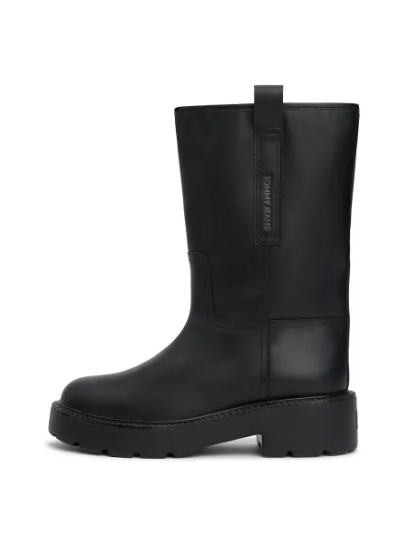 Tommy Jeans Botine Tjw Leather Mid Tubular Boot negru