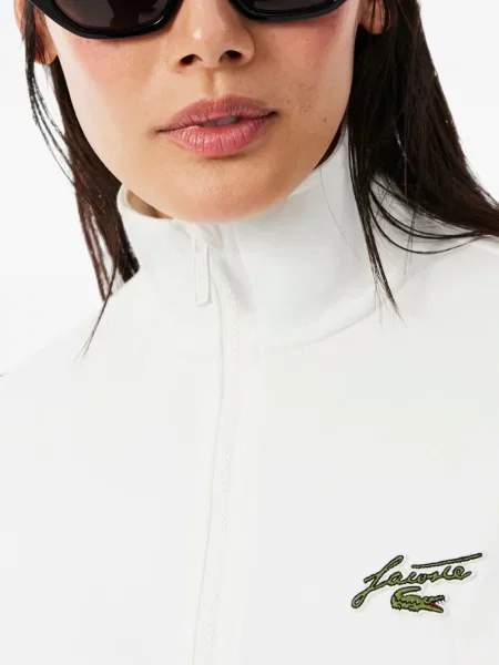 Hanorac cu fermoar Lacoste cu autograf alb