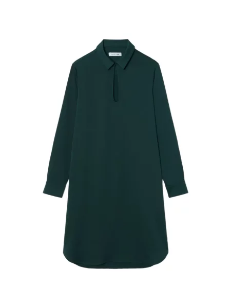 Gulerat rochie tip cămașă Lacoste din crep verde