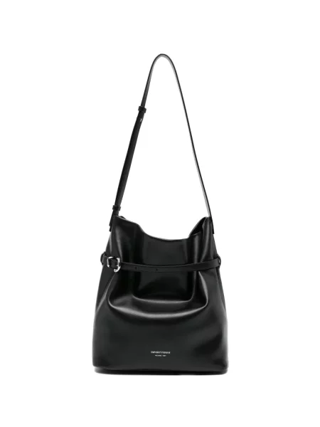 Geantă bucket Emporio Armani cu cataramă cu bretele negru