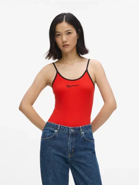 KARL LAGERFELD JEANS Bodi majica rdeča črna