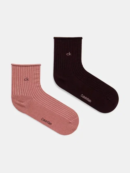 Чорапи Calvin Klein 2 чифта бордо