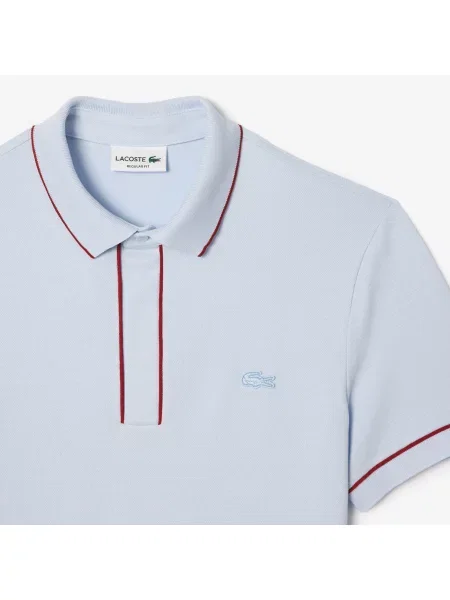 Lacoste Koszulka Polo Smart Paris Stretch Cotton Z Kontrastowym Wykończeniem niebieska