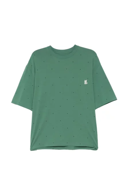 Tricou Croquis cu broderie cu buline verde