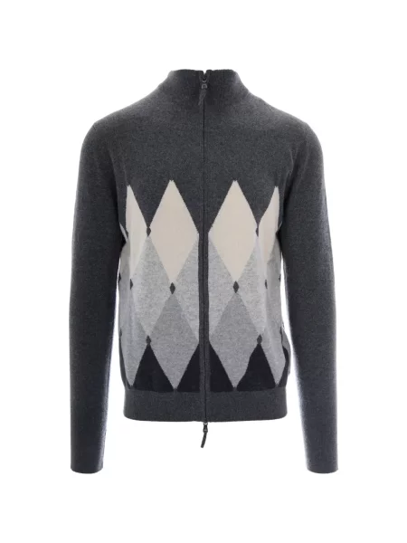 Cardigan Ballantyne din cașmir cu model argyle gri
