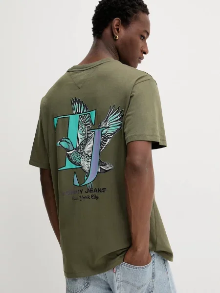 Тениска Tommy Jeans с принт зелено