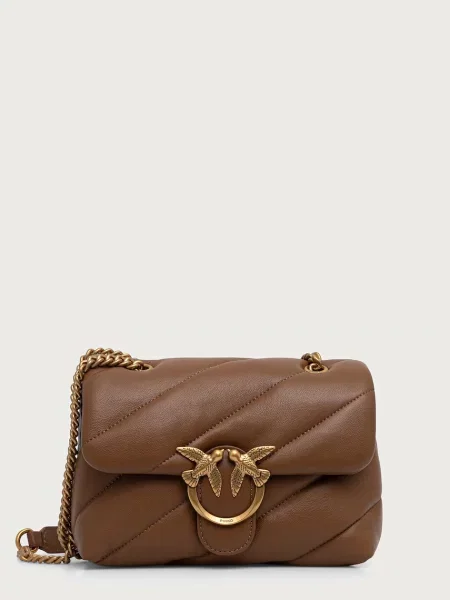 Pinko De piele geantă pe umăr Love Puff Mini maro