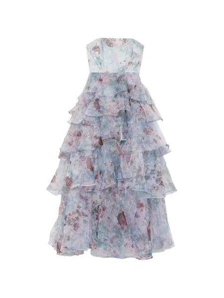 Rochie maxi Aje cu model floral cu imagine albastru