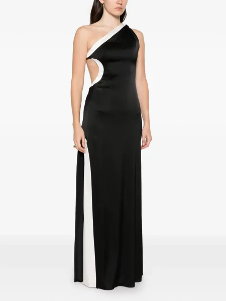 Rochie maxi Alice + Olivia asimetrică negru