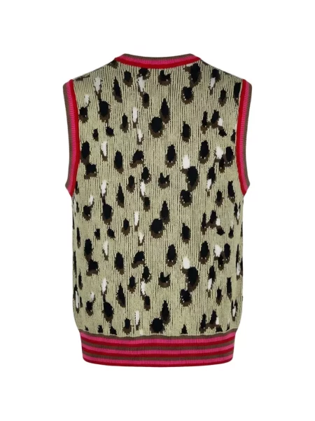 Vestă Pdf tricotate cu imagine cu model leopard verde