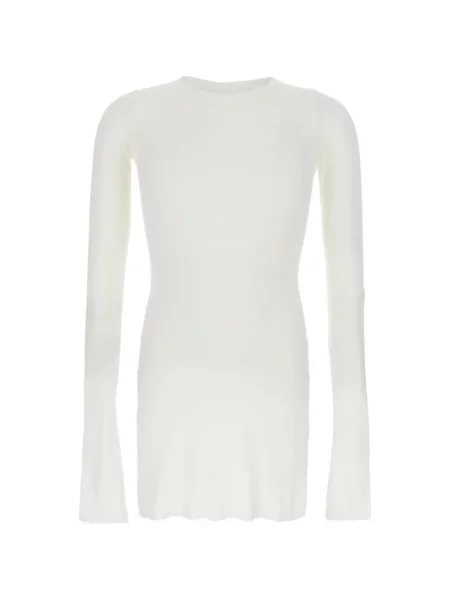 Dlouhé žebrované tričko Rick Owens bílé