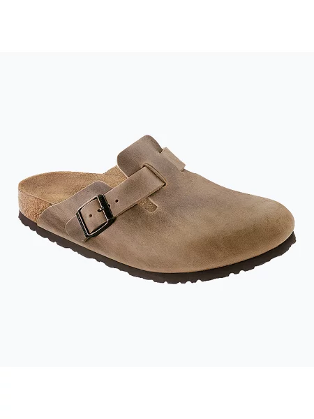 Klapki Birkenstock skórzane beżowe