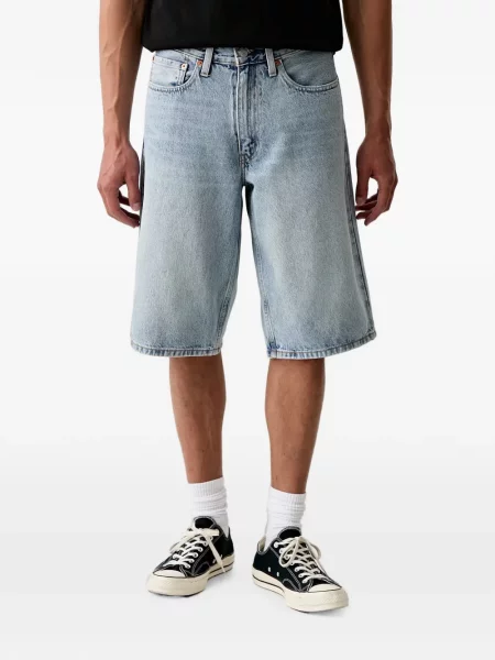Decupat pantaloni scurți din denim Levi's® zdrențuiți cu talie înaltă albastru