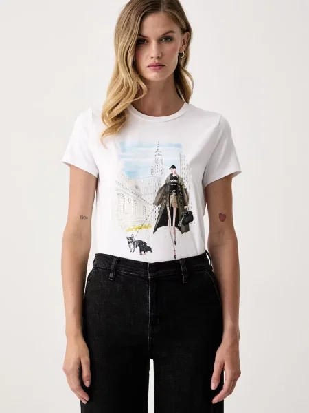 DKNY tricou pentru femei cu modal alb