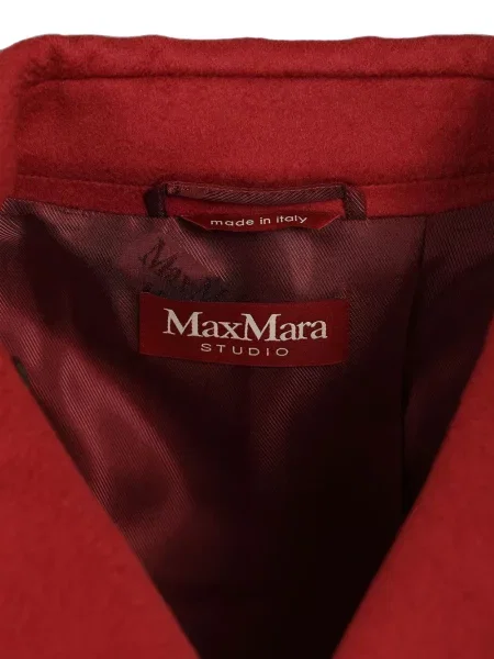 Cu centură palton Max Mara de lână roșu