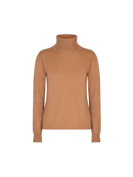 Sweter z golfem Max Mara z kaszmiru do golfa brązowy