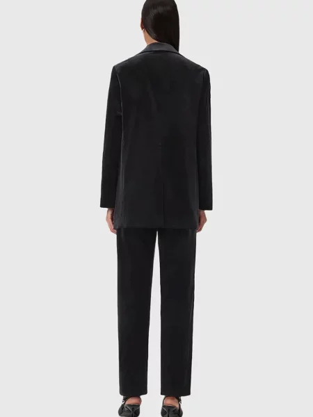 Велюровые брюки Allsaints с высокой посадкой черные