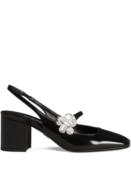 Pantofi cu toc Dolce & Gabbana slingback de cristal negru
