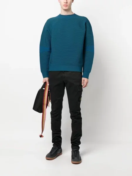 Strečové zúžené kalhoty Stone Island s kamínky černé