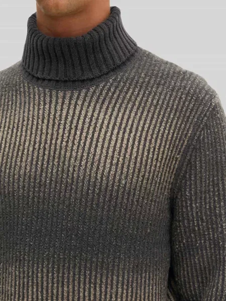 Sweter z golfem z mieszanki wełny i bawełny Marc O'polo beżowy