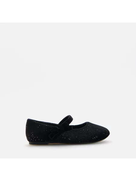 Reserved Velúr balerina cipő csillámmal fekete