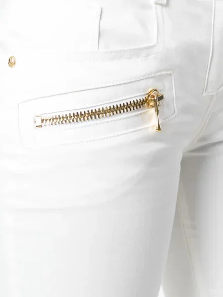 Pantaloni Balmain biker alb
