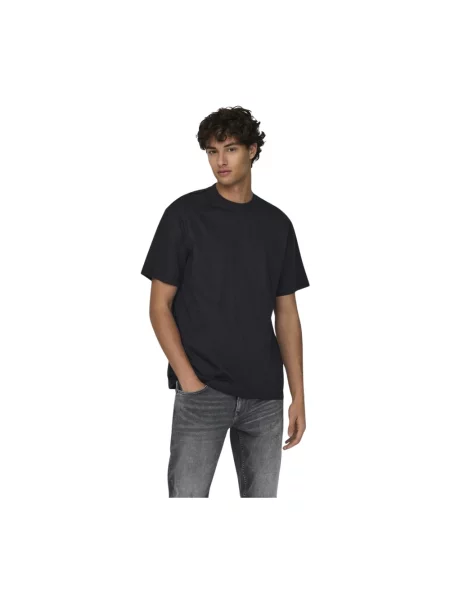 T-shirt o kroju relaxed fit z czystej bawełny model FRED LIFE' Only & Sons czarna