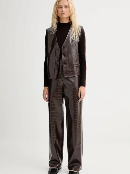 Штани ISABELLE BLANCHE прямі висока посадка коричневий