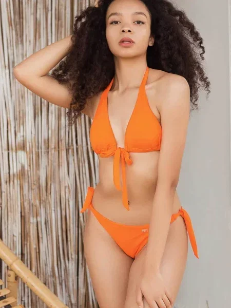 Купальник с мягкой чашкой плавки слип помаранчевий