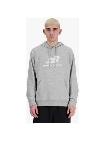 Bluza z kapturem New Balance Sport Essentials Logo Crew szaro-biała M biała