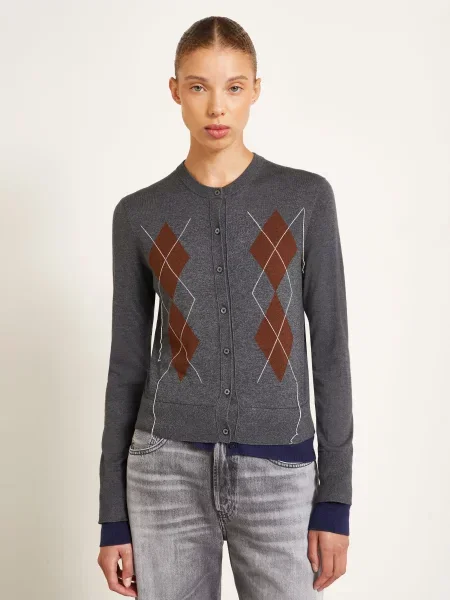 Acne Studios Kardigan Z Jedwabiem grau biały