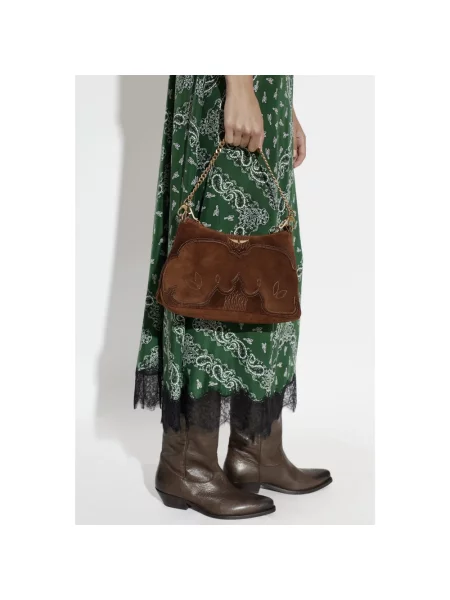 Zadig&Voltaire torebka crossbody zamszowa JIM brązowa