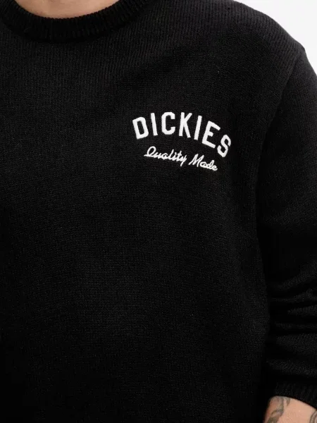 Pulover Dickies cu broderie cu decolteu rotund negru