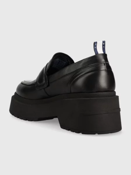 Kožené mokasíny Tommy Jeans TJW AVA LOAFER na platformě černá