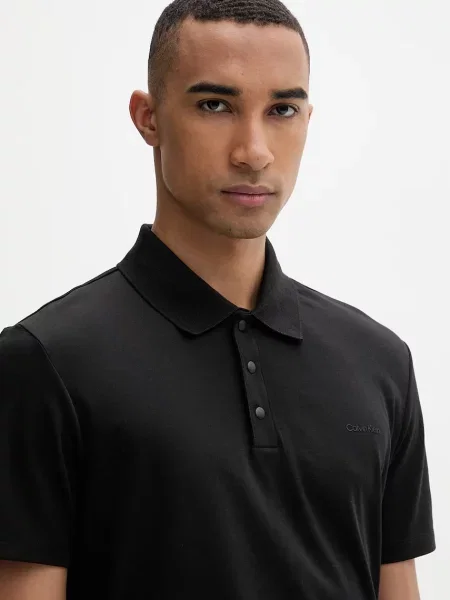 Calvin Klein póló férfi pamuttal fekete