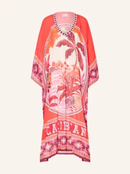 Miss June Kaftan Keira Carribean Z Rękawami rot czerwona