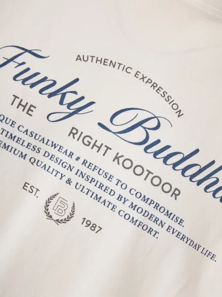 Funky Buddha Tricou ecru / bleumarin