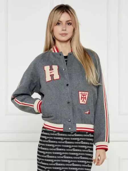 Tommy Jeans De lână geacă bomber gri