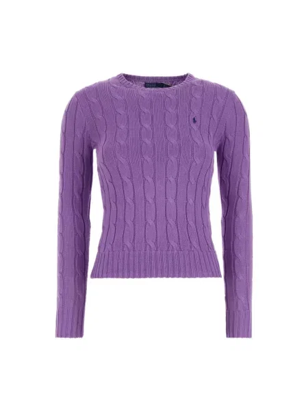 Sweter Polo Ralph Lauren z okrągłym dekoltem fioletowy