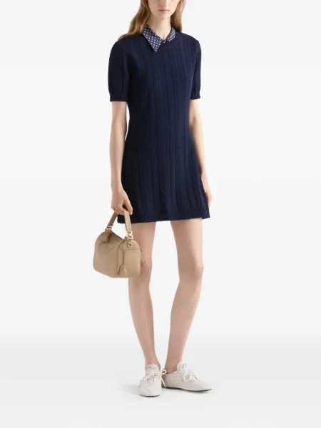 Rochie mini Prada ajurata albastru