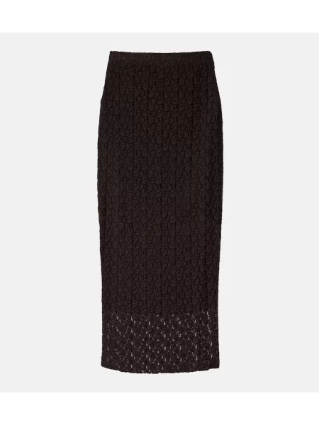 Fustă midi Velvet de catifea până la genunchi maro