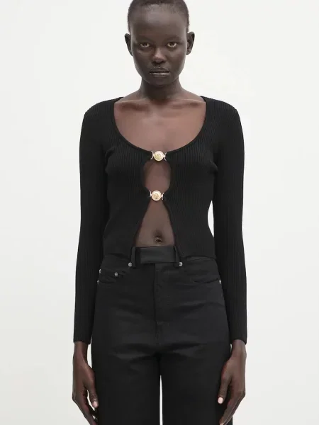 Marine Serre kardigan Moon Jewelry Knit Open lekki czarny