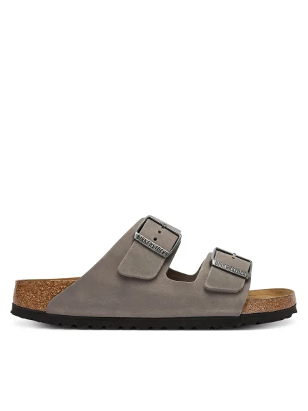 Șlapi Birkenstock din piele gri