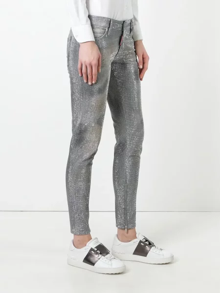 Слаб дънки skinny fit Dsquared2 с шипове сиво