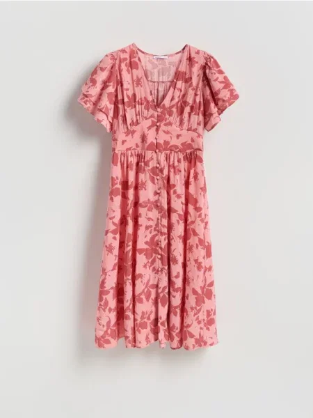 Reserved Сукня міді з модальним принтом рожевий
