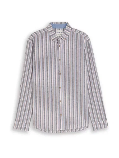 TOM TAILOR Cămașă bej / albastru deschis / gri amestecat alb