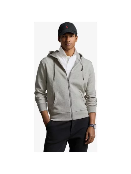 Bluza z kapturem Ralph Lauren Logo Full Zip S szara