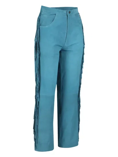 Pantaloni Dancassab din piele de căprioară albastru